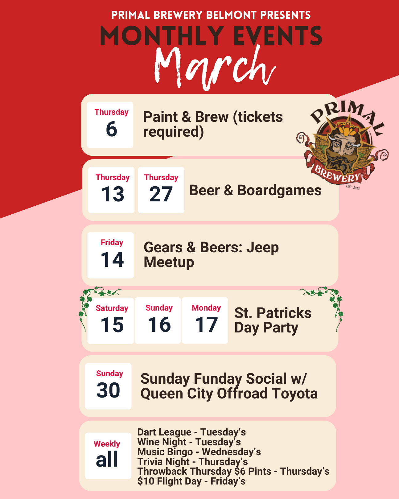 March Event Schedule