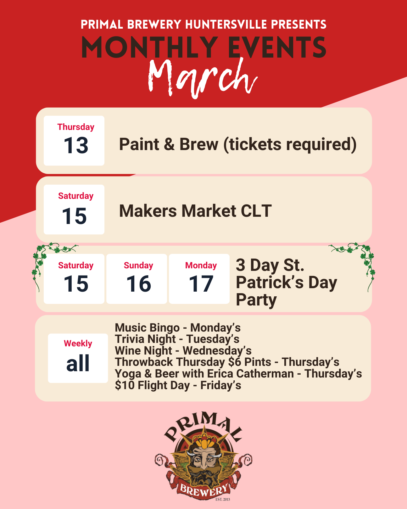 March Event Schedule